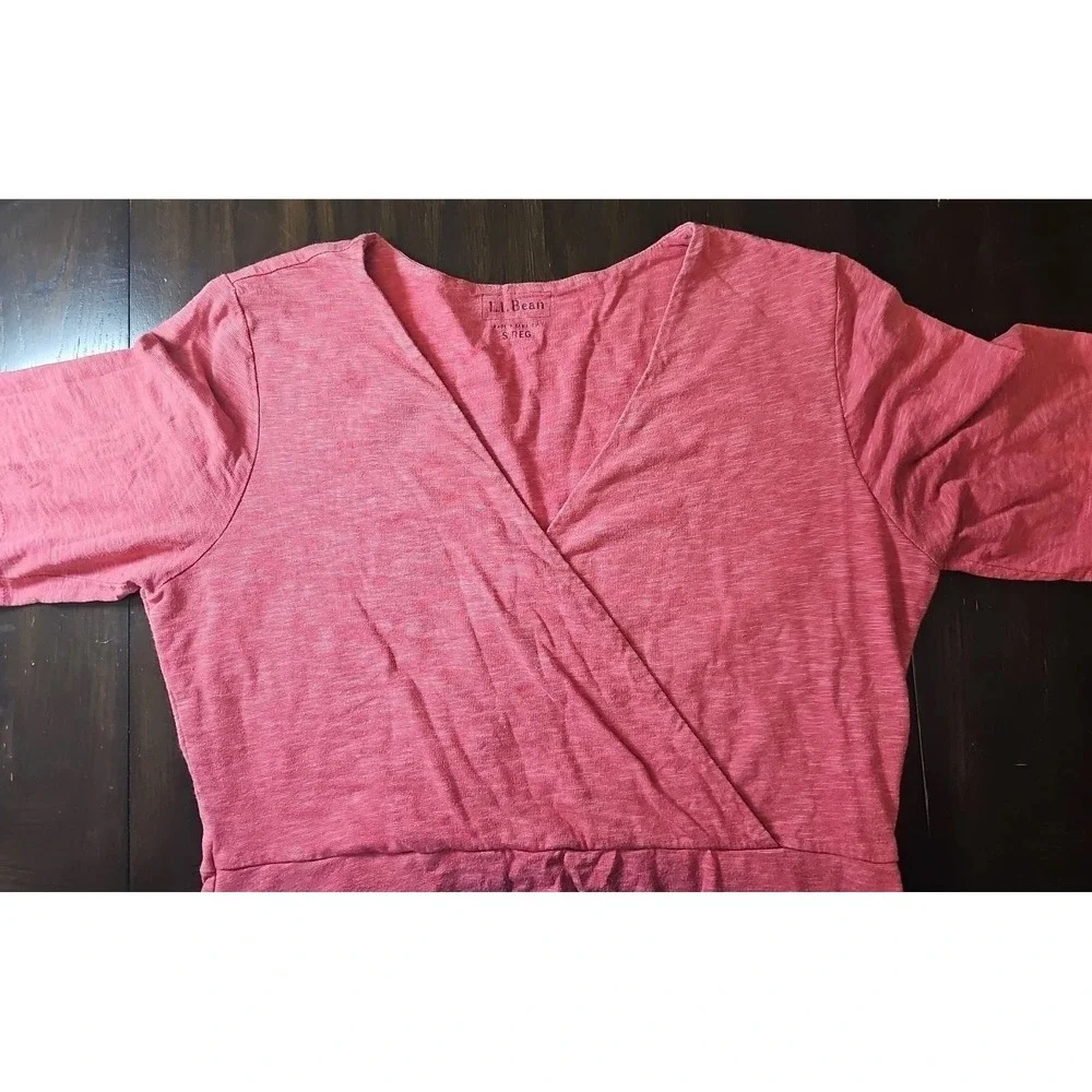 L.L. Bean Size S Wrap Rose Crimson Pink Flare‎ Dress Women's Stylish Modern